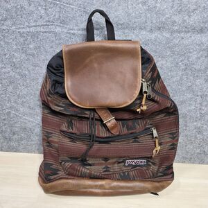 Vintage Jansport Aztec Tribal Print Leather Bottom Backpack Made in USA